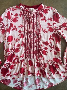 Matilda Jane Pink and Red Floral Tie-Front Top